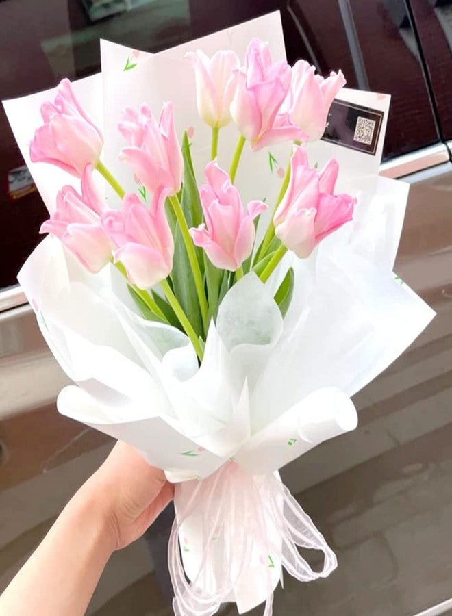 BBJ WRAPS Hand-Drawn Tissue Flower Wrapping Paper Korean Non-Woven Waterproof Floral Bouquet Wraps for Florist Packaging Arrangement, 23x18 Inch - 40 Sheets (White) - Image 2